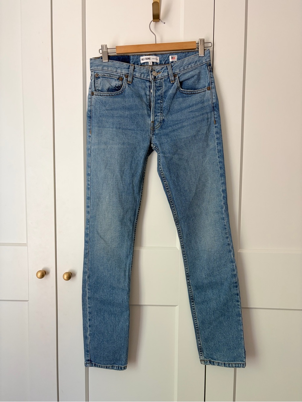 RE/DONE Originals Light Blue Straight Leg Skinny Jeans | 28